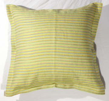 Lněný povlak na dekorační polštář - zeleno/žlutá